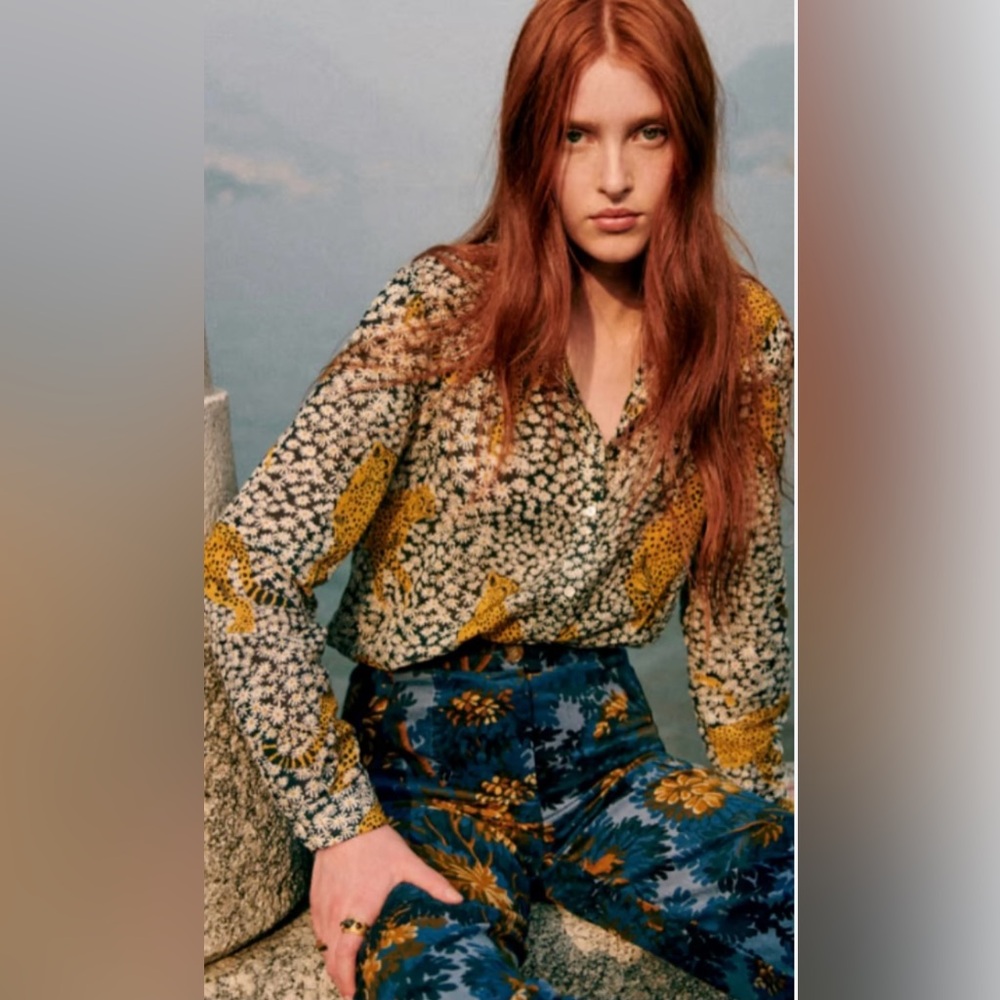 Sezane Pierro Blouse with Cheetah Print